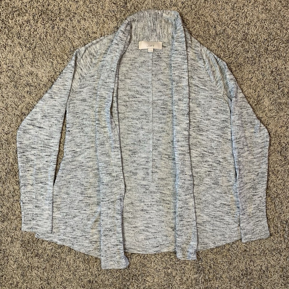 Ann Taylor LOFT Cardigan Womens XS Gray Open Shawl Casual